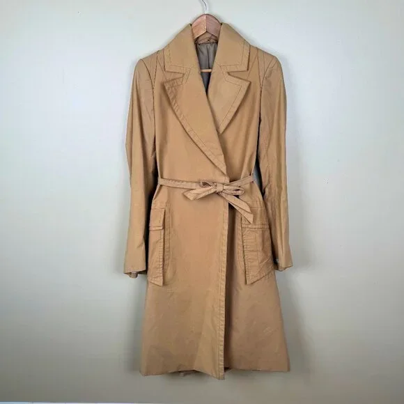 J. LINDEBERG Swedish Designer Trench Coat - Camel/Tan - Size 38 - Timeless Style - Picture 1 of 14